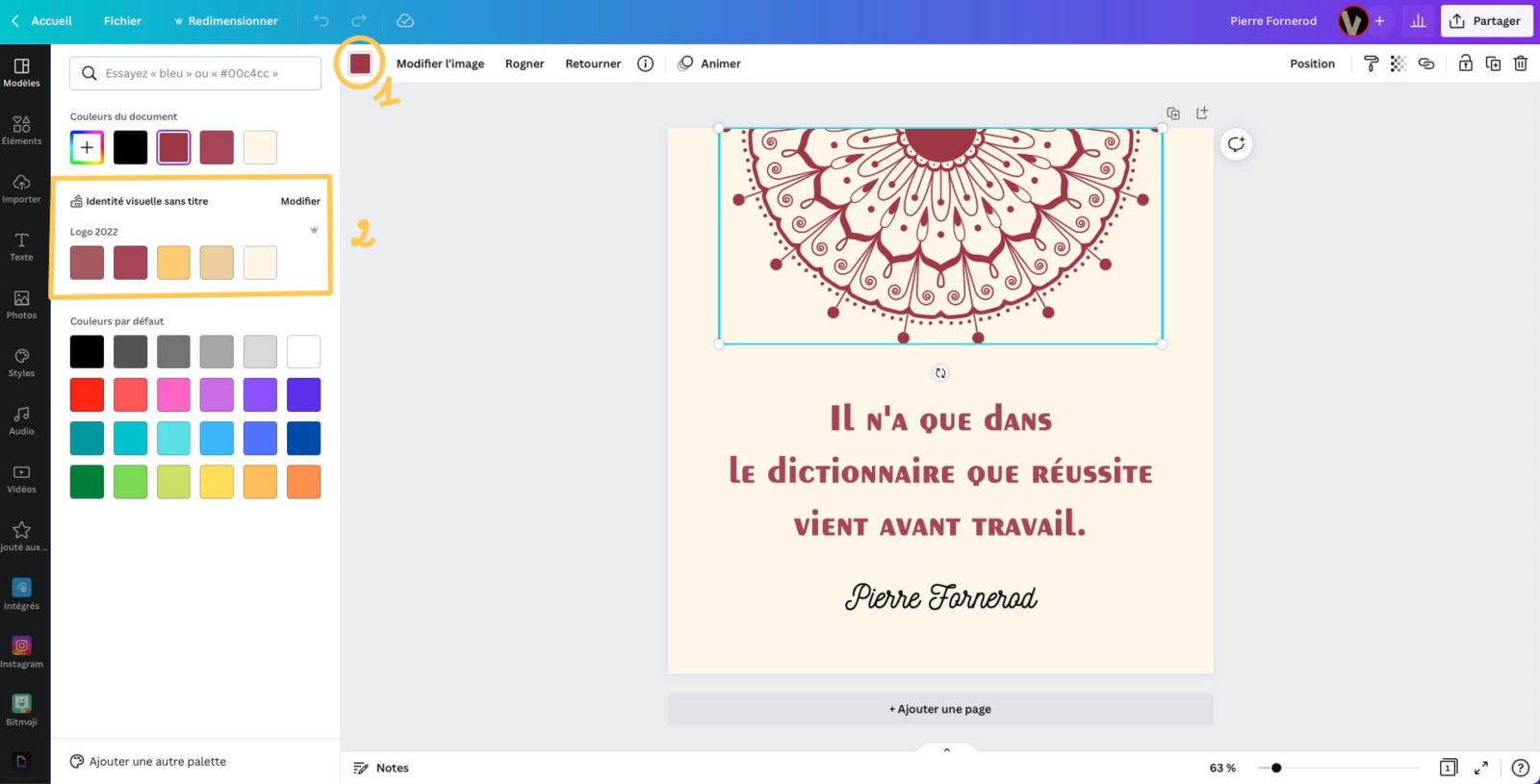 Sélectionner ses couleurs sur Canva