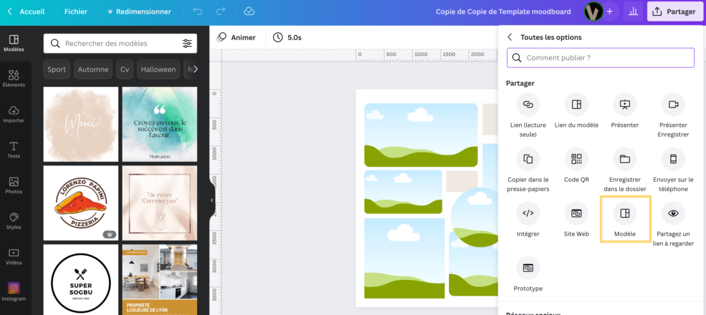 Créer un template à partir d'un design