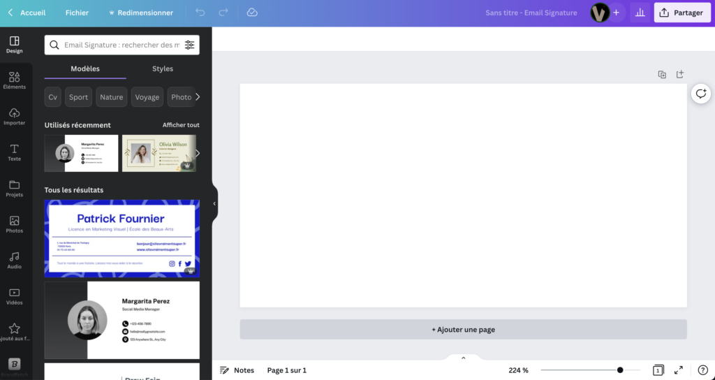 Modèles de signature mail dans Canva