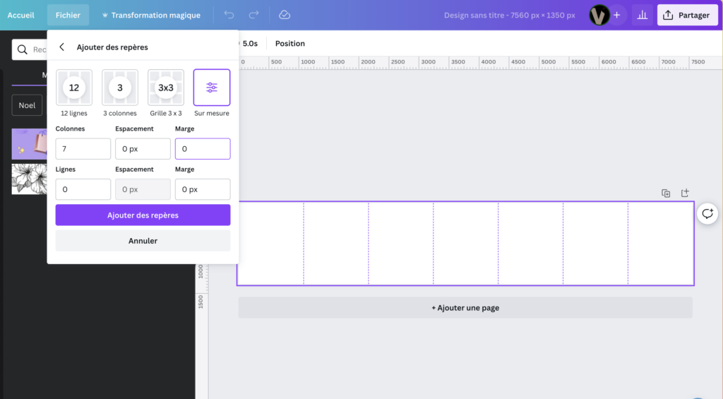 Paramétrage d'un carrousel Instagram dans Canva