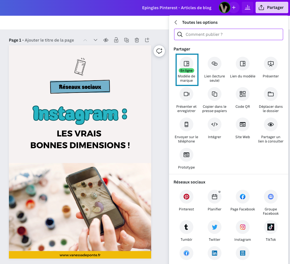 Enregistrer un design en modèle de marque