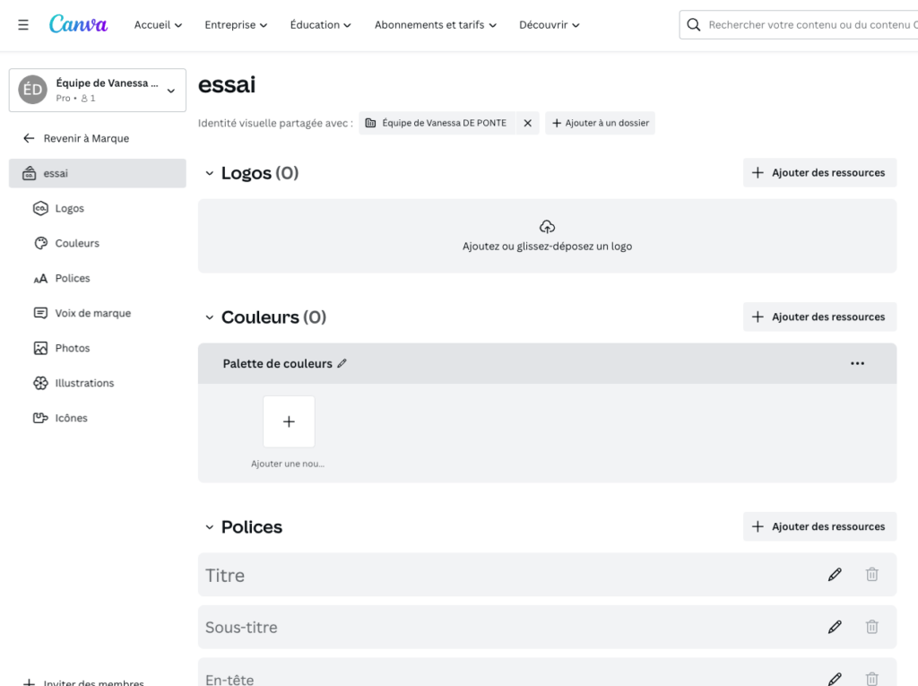 Ajouter son identité visuelle sur Canva