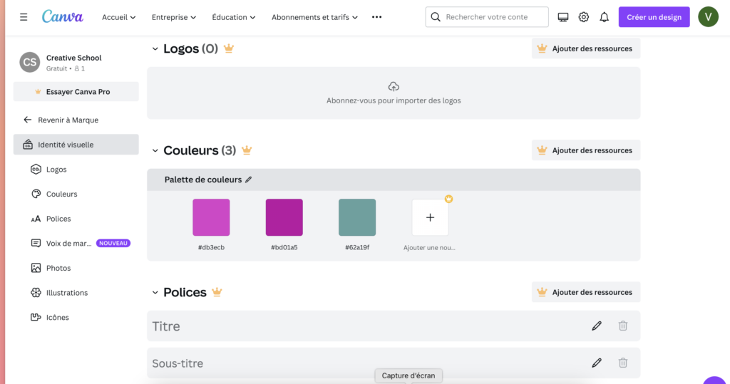 Le Pôle Marques dans Canva