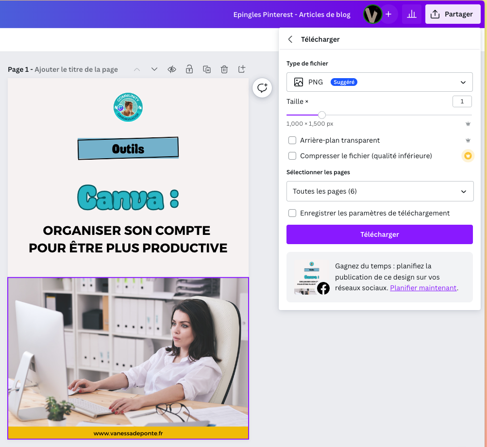 Télécharger un design dans Canva